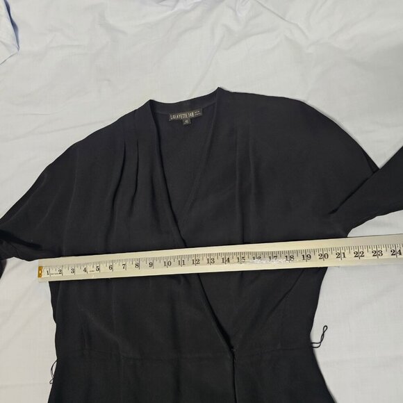 Lafayette 148 New York Crossover Dress Women Size 12 Black No belt included - Picture 10 of 11